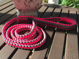 6ft. Paracord Dog Leash, Neon Pink & Black Diamond