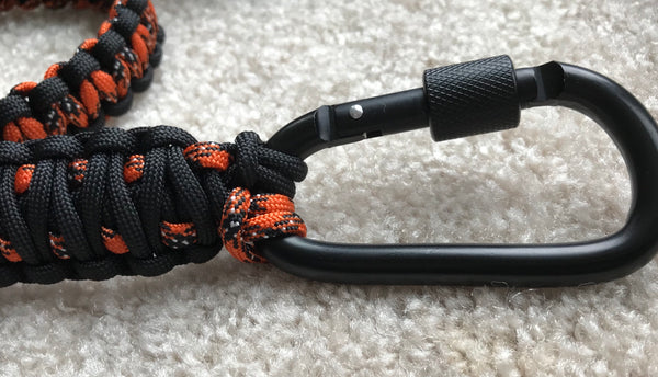 6ft. Paracord Dog Leash, Black & Orange with a Black Carabiner – Marilyn  Moo & Finley Too