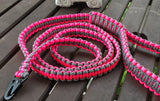 6ft. Paracord Dog Leash, Neon Pink & Black Diamond