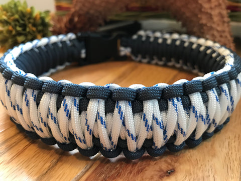 Non-Adjustable Navy and Racing Stripes King Cobra Paracord Dog Collar