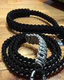 6 ft. Black & Silver Paracord Dog Leash with a Silver Carabiner