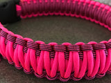 Neon Pink and Neon Pink with Black Stripes Paracord Dog Collar