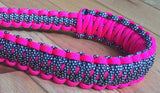 6ft. Paracord Dog Leash, Neon Pink & Black Diamond