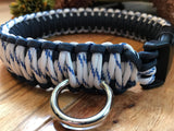 Non-Adjustable Navy and Racing Stripes King Cobra Paracord Dog Collar
