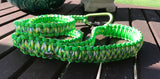 Neon Green & Flux 4ft. Paracord Leash with a Green Carabiner