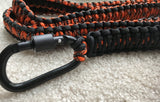 6ft. Paracord Dog Leash, Black & Orange with a Black Carabiner