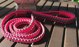 6ft. Paracord Dog Leash, Neon Pink & Black Diamond