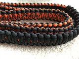 6ft. Paracord Dog Leash, Black & Orange with a Black Carabiner