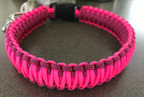 Neon Pink and Neon Pink with Black Stripes Paracord Dog Collar