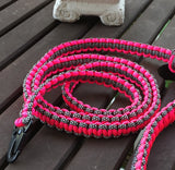 6ft. Paracord Dog Leash, Neon Pink & Black Diamond