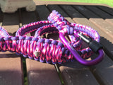 Paracord Dog Leash, 4ft. Purple & Purplicious with Purple Carabiner