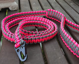 6ft. Paracord Dog Leash, Neon Pink & Black Diamond