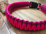 Neon Pink and Neon Pink with Black Stripes Paracord Dog Collar